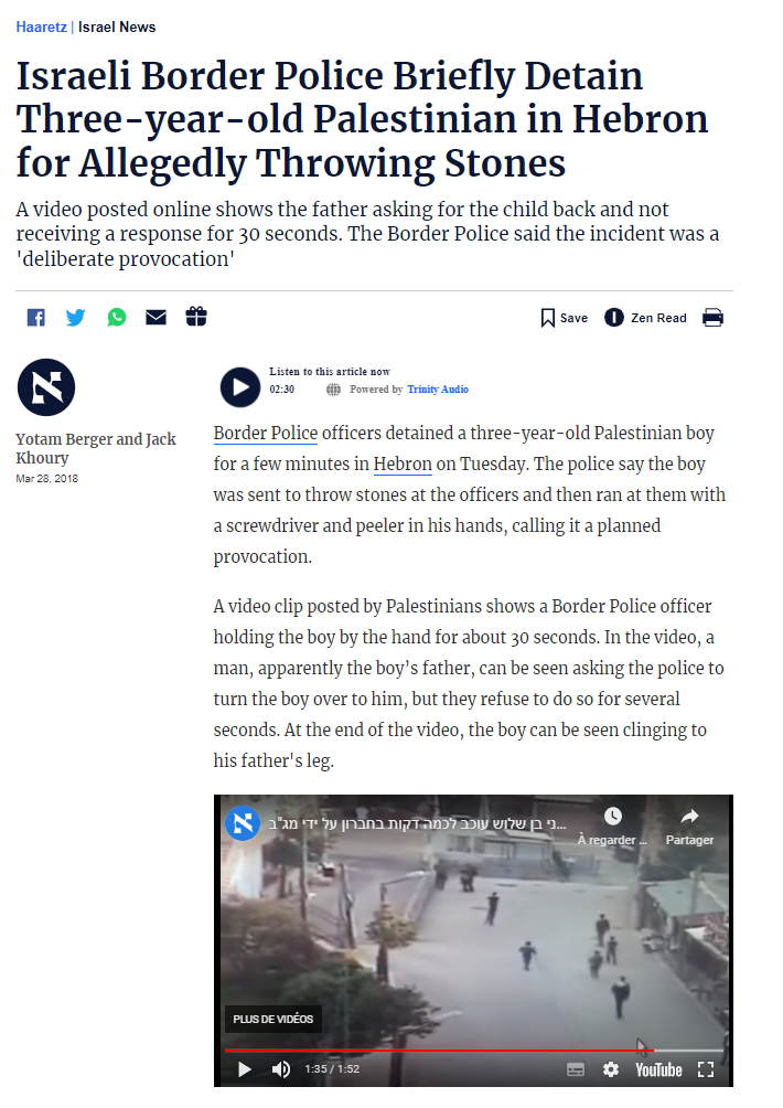 Article from the Israeli newspaper Haaretz.
