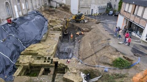 Excavation work uncovering the moat at the Castle of Hermine in Brittany.