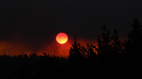 The sun sets in the sky filled with smoke from a forest fire in Vina del Mar, Chile. A brutal summer heatwave and drought has helped stoke wildfires, according to Europe's Copernicus climate change service, which reported that last month was the hottest January on record.