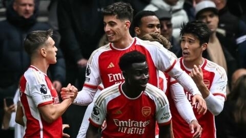 'Yan wasan Kungiyar Kwallon Kafa ta Arsenal bayan doke Tottenham