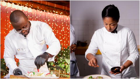 Deux chefs cuisiniers ivoiriens : Charlie Koffi et Prisca Gilbert.