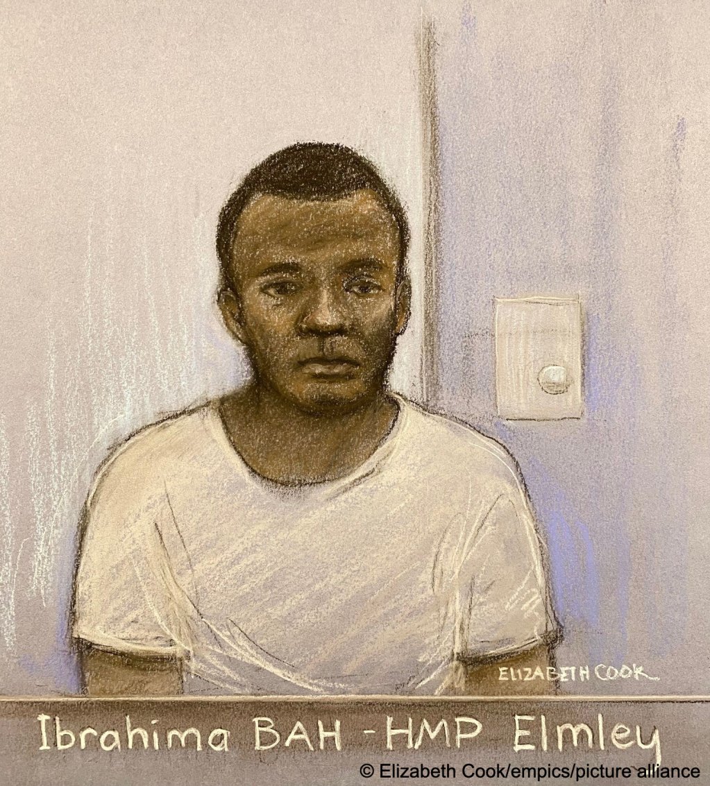 Court artist drawing of Ibrahima Bah on April 13, 2023. Bah was sentenced to 9.5 years in prison on February 23, 2024 | Photo: picture alliance / Elizabeth Cook