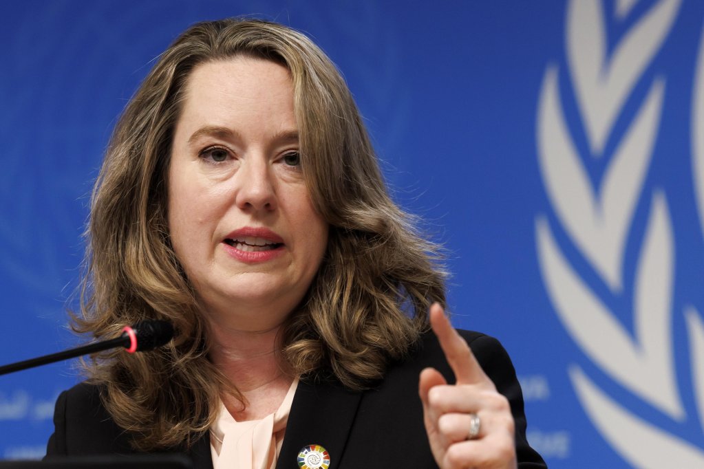 Amy Pope, the first woman named as director general of the International Organization for Migration (IOM), during a press conference at the European headquarters of the United Nations in Geneva | Photo: Archive EPA / SALVATORE DI NOLFI