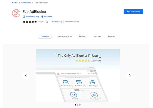 An image featuring Fair Adblocker screenshot