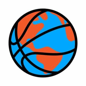 An image featuring a basketball that is world international colored representing international NBA concept