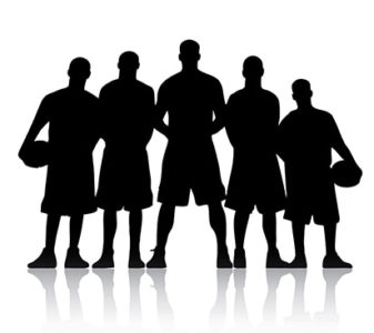 An image featuring 5 shadows representing a basketball team concept
