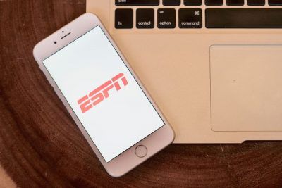 ESPN logo on an iPhone screen. 