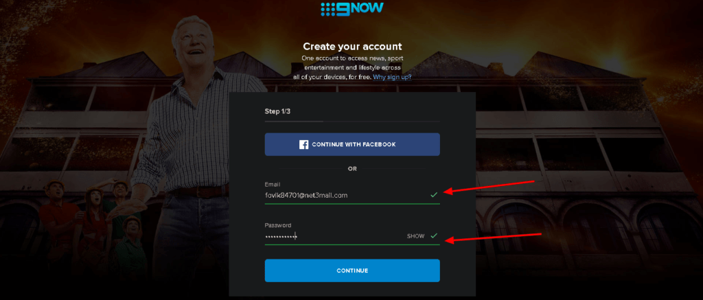 An image featuring how to login on the 9now website