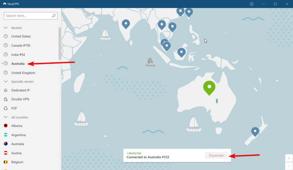 connect to a VPN server located in Australia