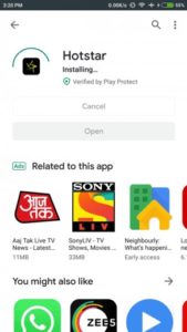 Installing Hotstar through the Playstore