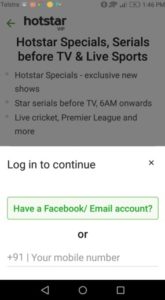 logging into Hotstar process