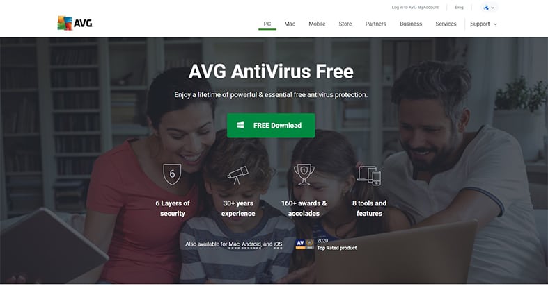 An image featuring avg antivirus free website
