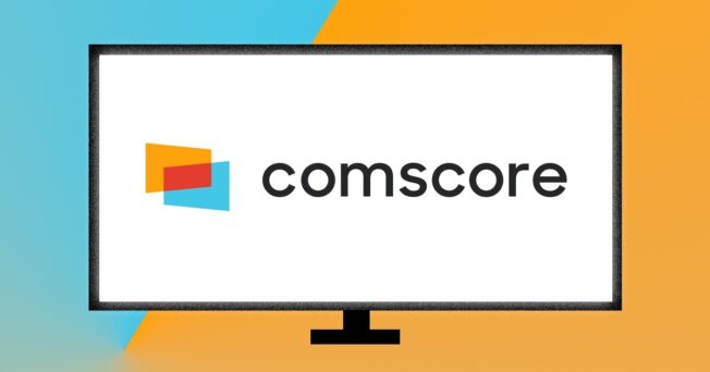 the comscore logo on a computer monitor