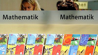 Mathematics-books on show at the Didacta education fair in Cologne, the largest of its kind in Europe