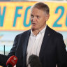 Wallabies coach Joe Schmidt speaks to media at Accor Stadium.