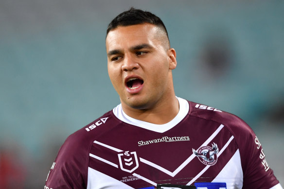 Lloyd Perrett playing for the Sea Eagles in 2019.