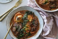 One-pan slurpy creamy tomato and fennel ravioli with optional spicy sausage.