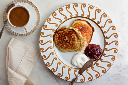 Image for Lemon Poppy-Seed Pancakes with Greek Yogurt and Jam