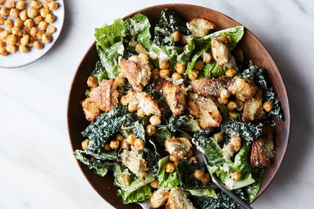 Vegan Caesar Salad With Crisp Chickpeas