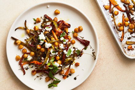 Roasted Chickpeas and Peppers With Goat Cheese