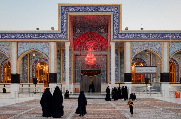 The Great Mosque of Kufa during Ashura. For Shiite women, Ashura is a quieter affair. One night is dedicated to Zaynab, Hussein’s sister and the Prophet Muhammad’s granddaughter.