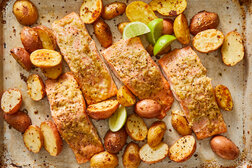 Image for Horseradish Roasted Salmon With Mustard Potatoes