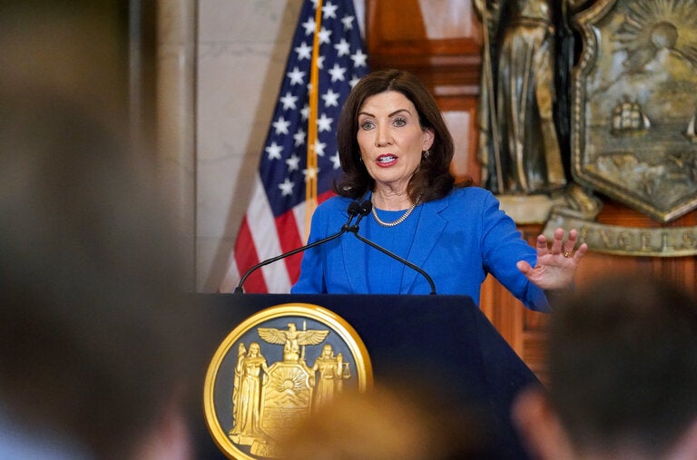 Gov. Kathy Hochul said on Friday that she regretted using an “inappropriate analogy.”