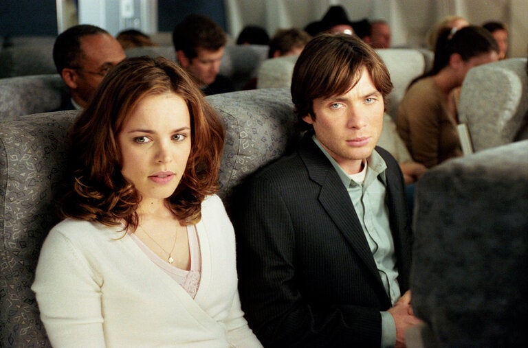 Rachel McAdams as Lisa and Cillian Murphy as Jackson on a night flight to Miami in the 2005 film Red Eye, directed by Wes Craven.