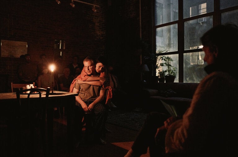 A production last June of Anton Chekhov’s “Uncle Vanya” (1897), directed by Jack Serio and featuring, from left, David Cromer as Vanya and Julia Chan as Yelena. The setting was a private loft in New York’s Flatiron district, where an audience of 40 gathered to watch.