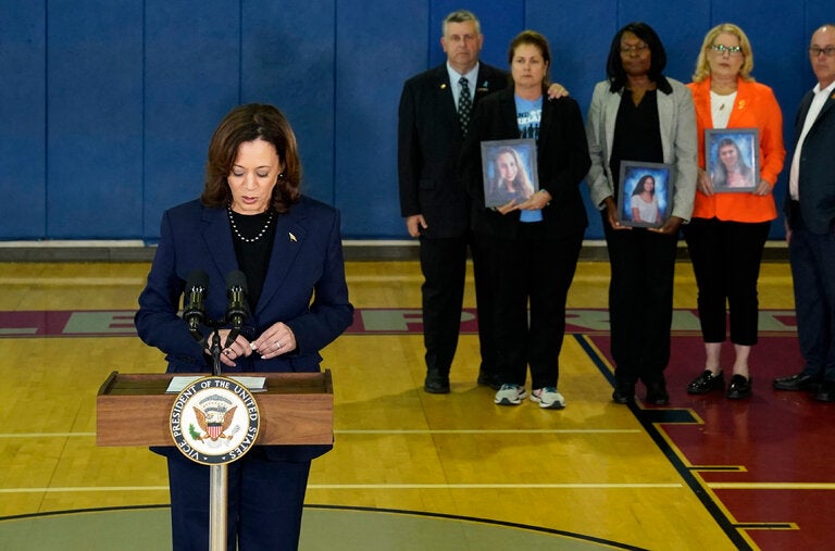 “This school is soon going to be torn down,” Vice President Kamala Harris said in a speech Saturday. “But the memory of it will never be erased.”