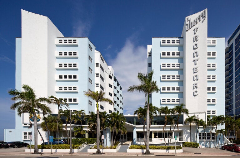 The Sherry Frontenac Hotel was built in 1947. The “saw-tooth” design of its two towers provide the side rooms maximum light and ocean views.
