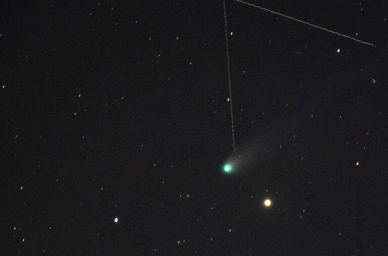 The comet Pons-Brooks near the star Alpha Arietis over Tezeri, Georgia, last month.