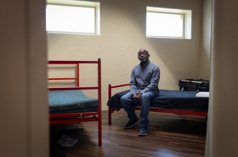 William Dupree, a 70-year old Army veteran, at his dormitory in the Gateway Center homeless shelter. Mr. Dupree is one of about 500 voters registered at the center’s address.