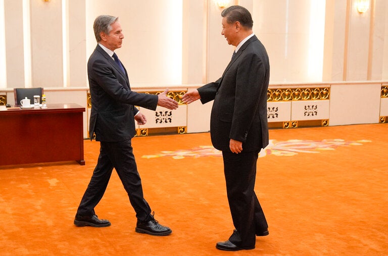 Secretary of State Antony J. Blinken meeting China’s leader, Xi Jinping, at the Great Hall of the People in Beijing on Friday.