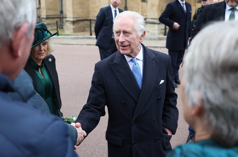 King Charles III, center, and Queen Camilla, left, at a church service in March. “Doctors are sufficiently pleased with the progress made so far that the king is now able to resume a number of public-facing duties,” Buckingham Palace said on Friday.