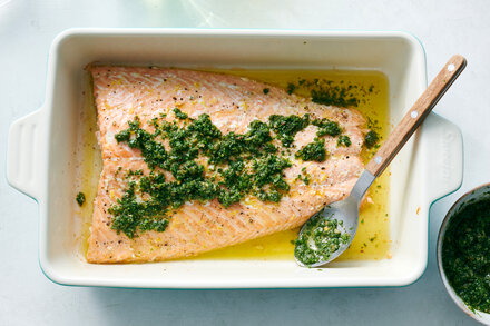 Slow-Roasted Salmon With Salsa Verde