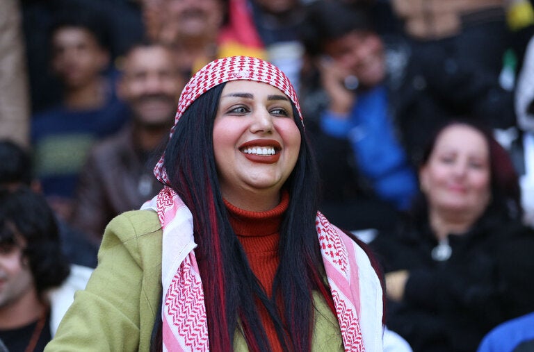 Um Fahad, a TikTok celebrity, attending a soccer game in Basra, Iraq, last year.