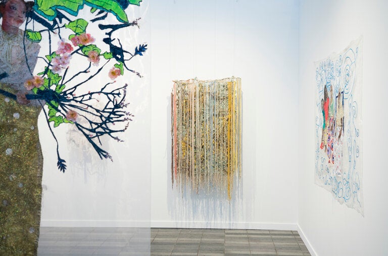 Works by Laura Lima, center, and Ana Silva at A Gentil Carioca.