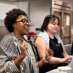 Sasha DuBose, left, a student in the food studies program at N.Y.U., was among the speakers.