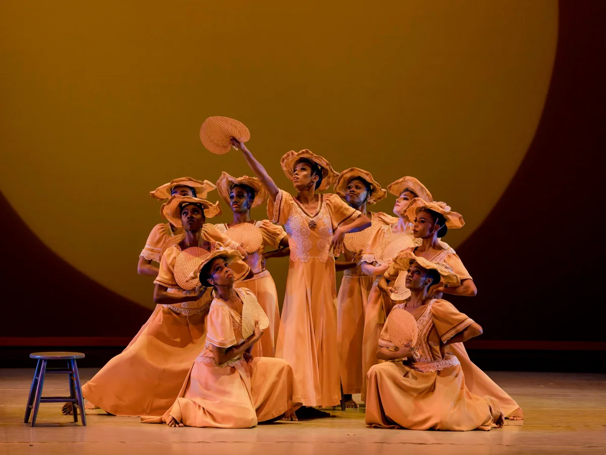 A picture of members of Alvin Ailey American Dance Theater in Alvin Ailey's Revelations by Paul Kolnik