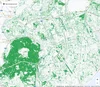 Map showing tree coverage in Lisbon, Portugal