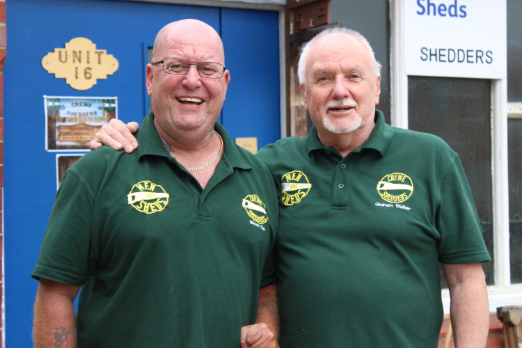 Simon Farr and Graham Walker of Crewe Shedders, historically known as Crewe Men in Sheds. (Image - Alexander Greensmith / Crewe Nub News) 