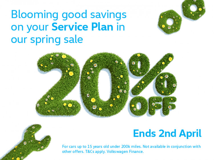 Get 20 per cent off your Crewe Volkswagen service plan at Swansway before Tuesday 2 April (Nub News).