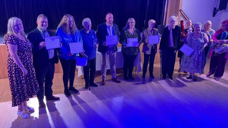 Mayor Cllr Jane Hearne (far left) presented the Alsager Civic awards last night (Sunday). (Photo: Nub News)