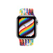 Vorderansicht des Geflochtenen Solo Loop mit dem Zifferblatt der Apple Watch und der Digital Crown.