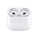 Front view of AirPods (3rd generation) in an open Charging Case, fully charged. 