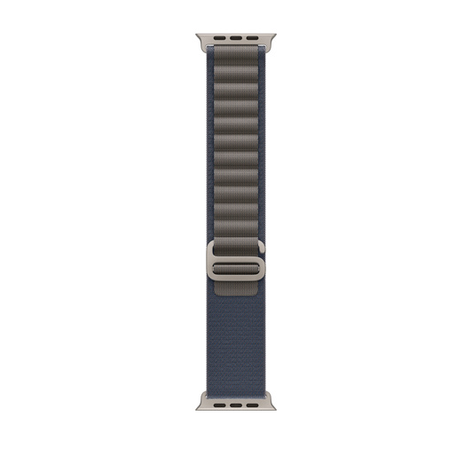 Alpine Loop Armband in Blau, zweischichtiges Textilgewebe mit Ösen und G-Haken Schließe aus Titan