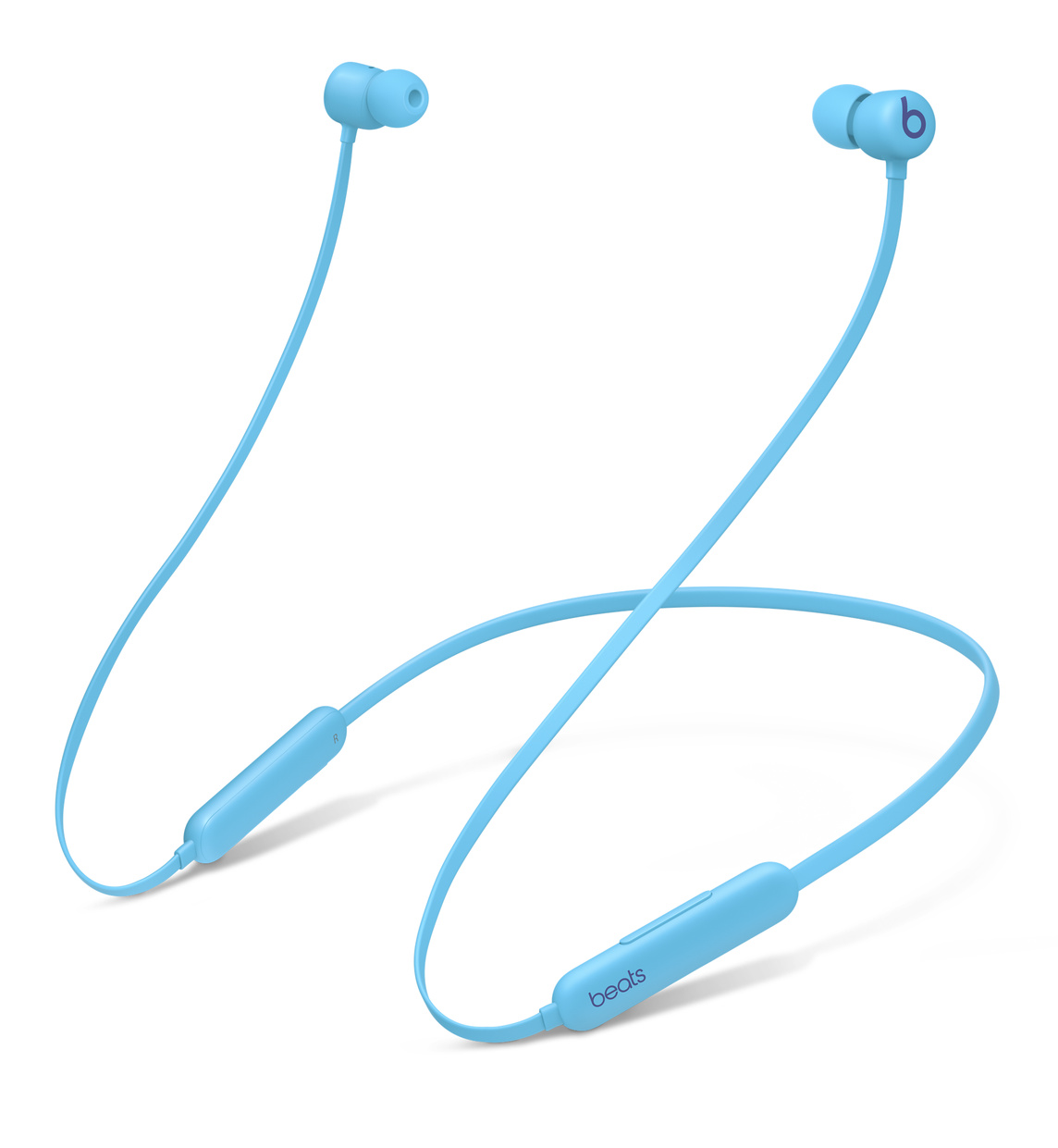 Beats Flex, bezprzewodowe słuchawki douszne zapewniające komfort użytkowania przez cały dzień, w kolorze płomiennie niebieskim, mają dwukomorową strukturę akustyczną, dzięki której zapewniają doskonałą separację kanałów stereo oraz bogate i precyzyjne brzmienie basów.