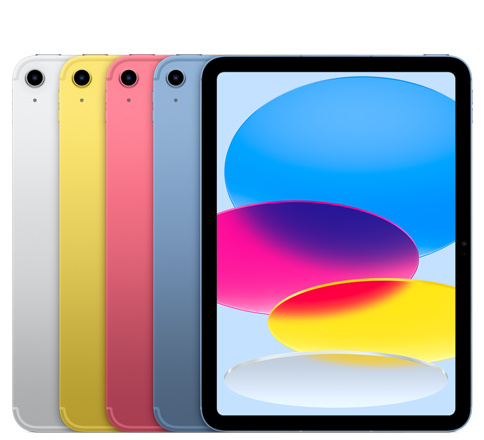 Aangepaste iPad 10e generatie met gepersonaliseerde tekst en emoji.