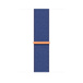 Pulseira loop esportiva azul-oceano, trama de nylon azul-clara e fecho fácil de ajustar.